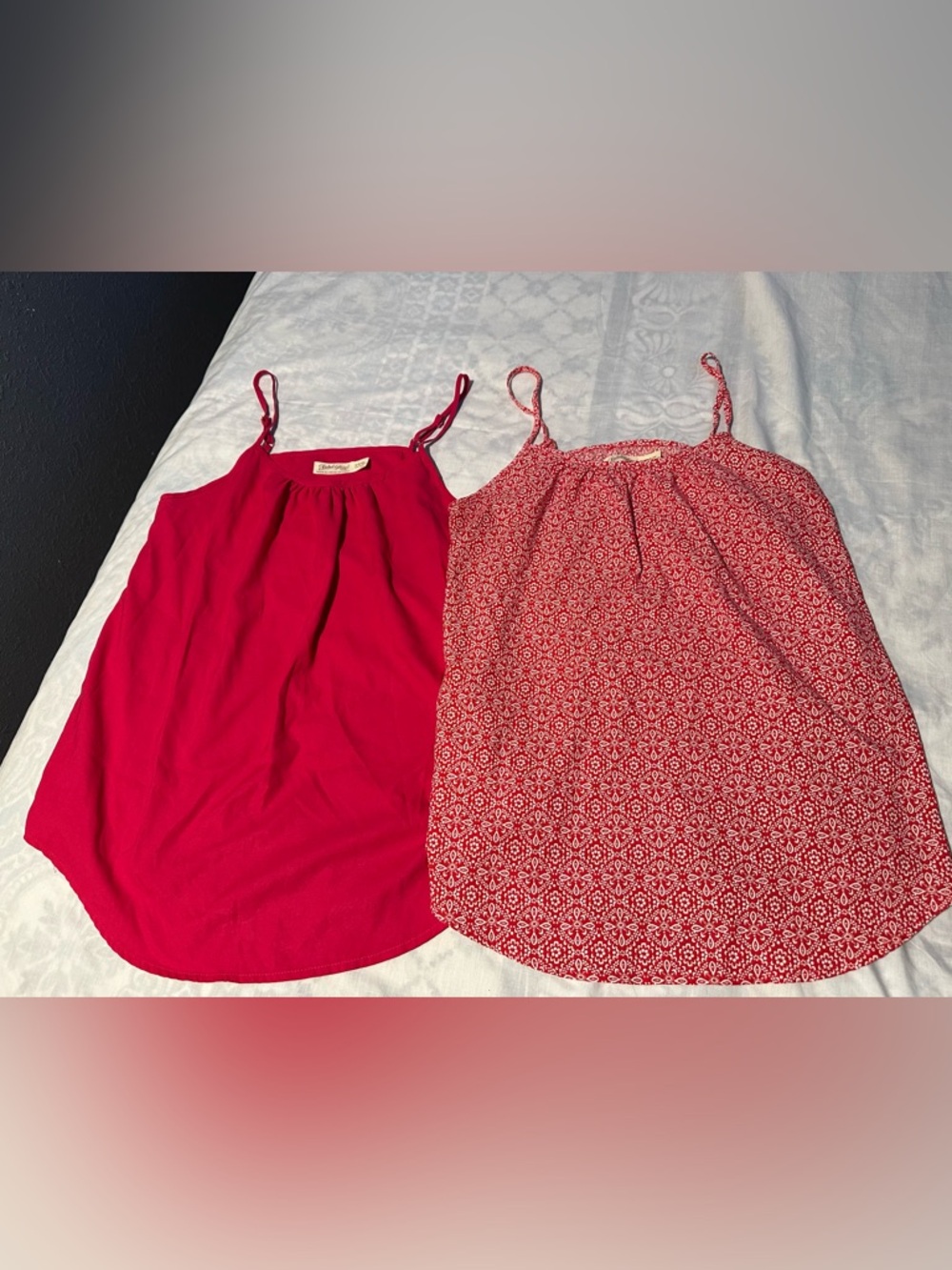 2 Faded Glory fuisha and red Spaghetti Strap Tank Tops - Solid & Patterned
